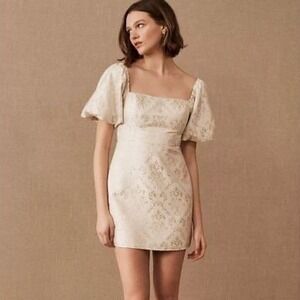 NWT BHLDN Sachin and Babi Kendall Mini Dress Sz 6 Ivory Gold Bridal Bachelorette
